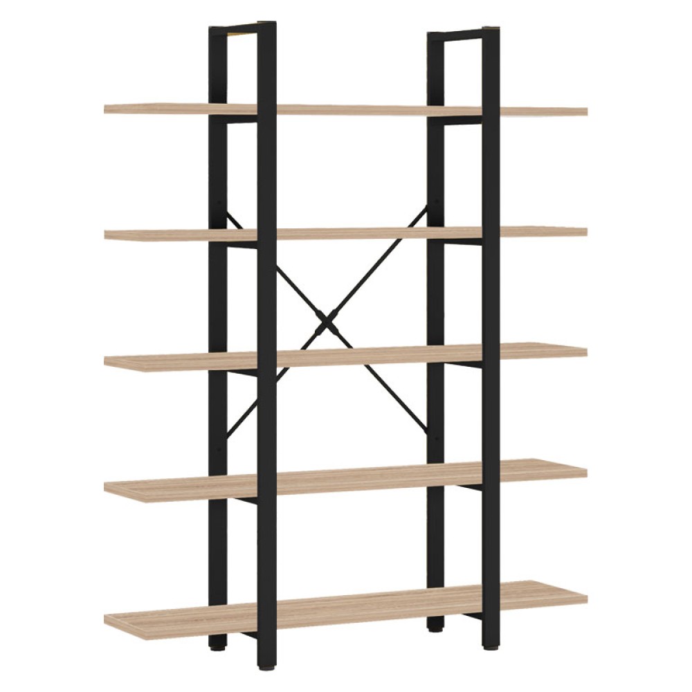 Βιβλιοθήκη Esthon pakoworld φυσικό-μαύρο μέταλλο 120x28x184εκ