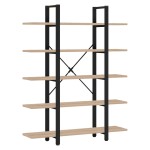 Βιβλιοθήκη Esthon pakoworld φυσικό-μαύρο μέταλλο 120x28x184εκ