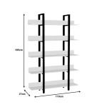 Βιβλιοθήκη Almond pakoworld λευκό-μαύρο 119x27x185εκ Βιβλιοθήκη Almond pakoworld λευκό-μαύρο 119x27x185εκ