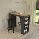 Τραπέζι μπαρ Birma pakoworld σε oak-ανθρακί απόχρωση 120x51.5x102εκ Τραπέζι μπαρ Birma pakoworld σε oak-ανθρακί απόχρωση 120x51.5x102εκ