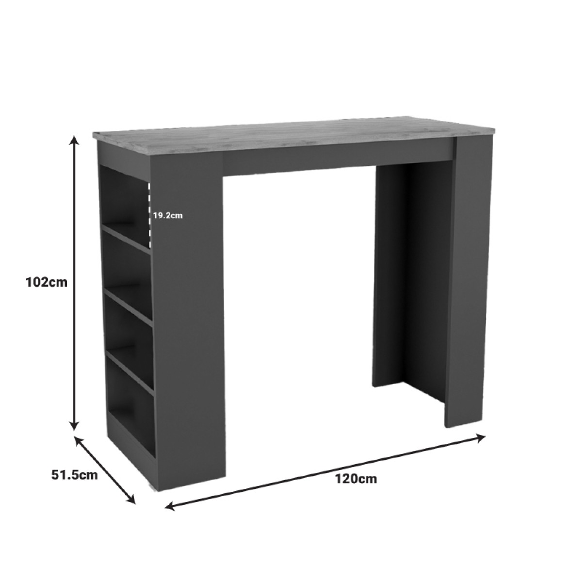Τραπέζι μπαρ Birma pakoworld σε oak-ανθρακί απόχρωση 120x51.5x102εκ Τραπέζι μπαρ Birma pakoworld σε oak-ανθρακί απόχρωση 120x51.5x102εκ
