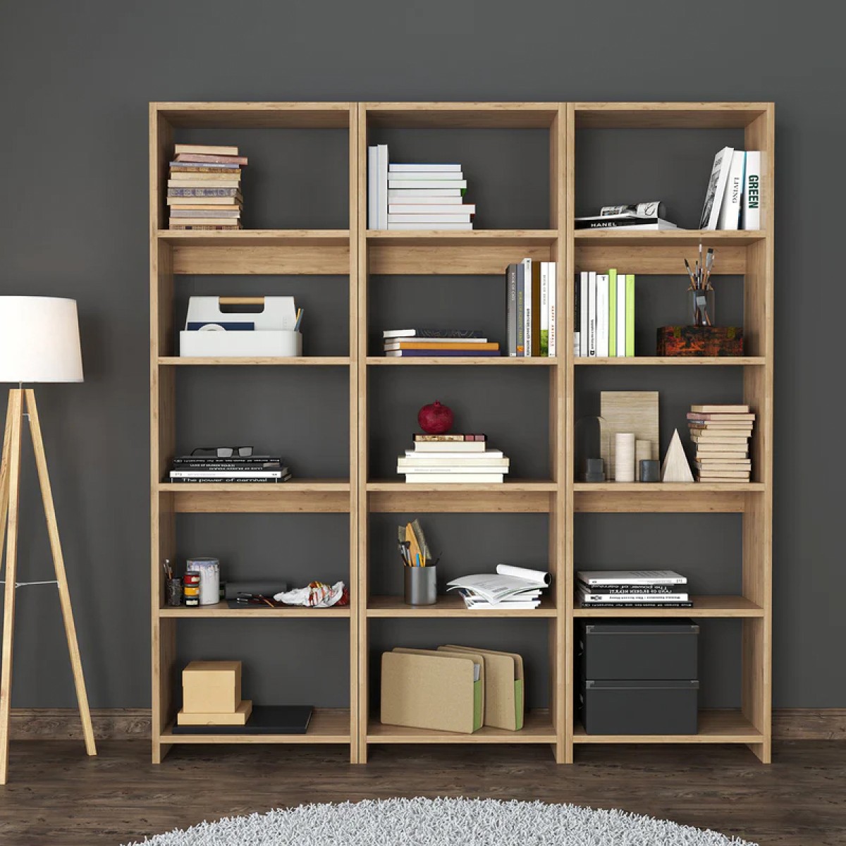 Βιβλιοθήκη Rabuku pakoworld σε oak απόχρωση 146x22x160εκ Βιβλιοθήκη Rabuku pakoworld σε oak απόχρωση 146x22x160εκ