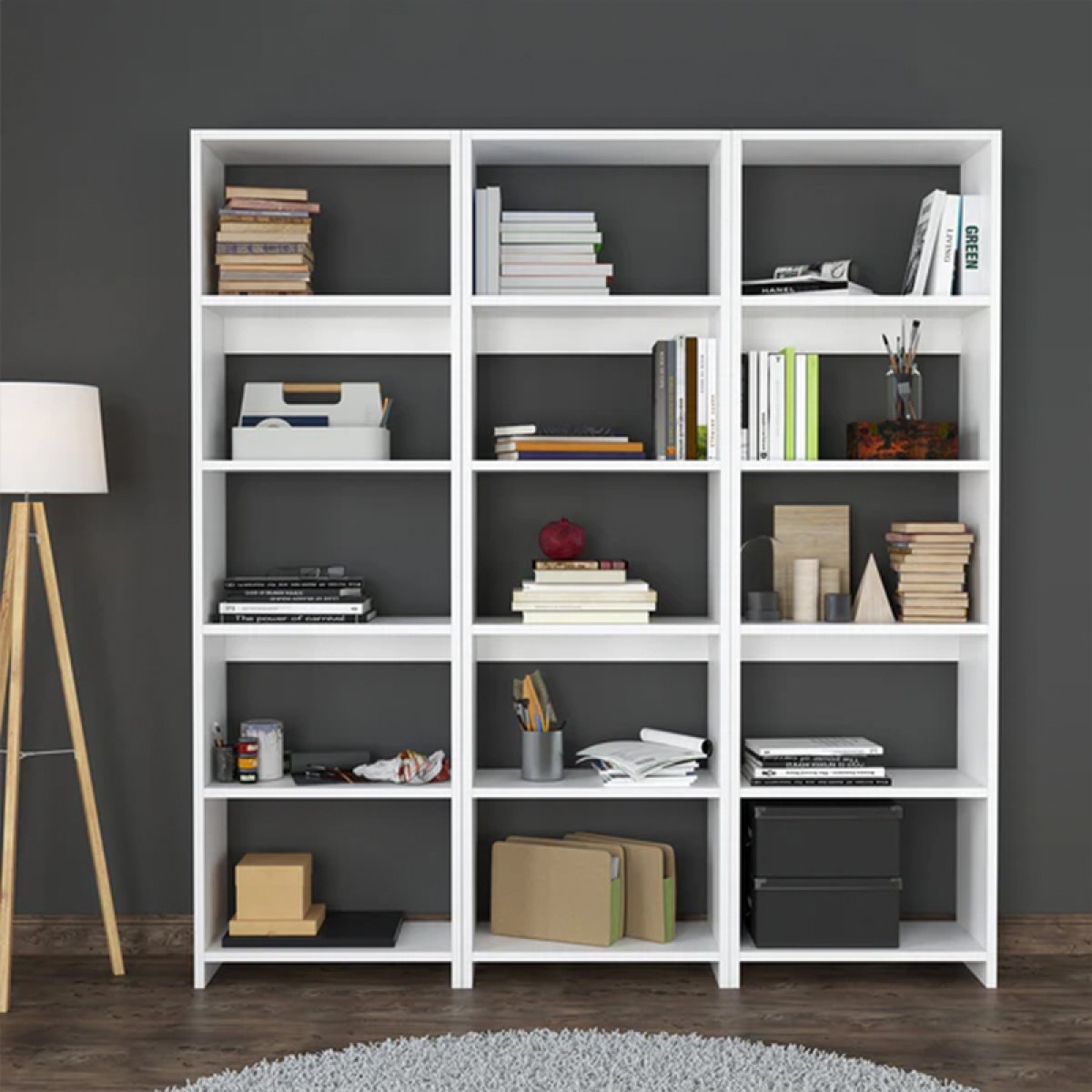 Βιβλιοθήκη Rabuku pakoworld σε λευκή απόχρωση 146x22x160εκ Βιβλιοθήκη Rabuku pakoworld σε λευκή απόχρωση 146x22x160εκ