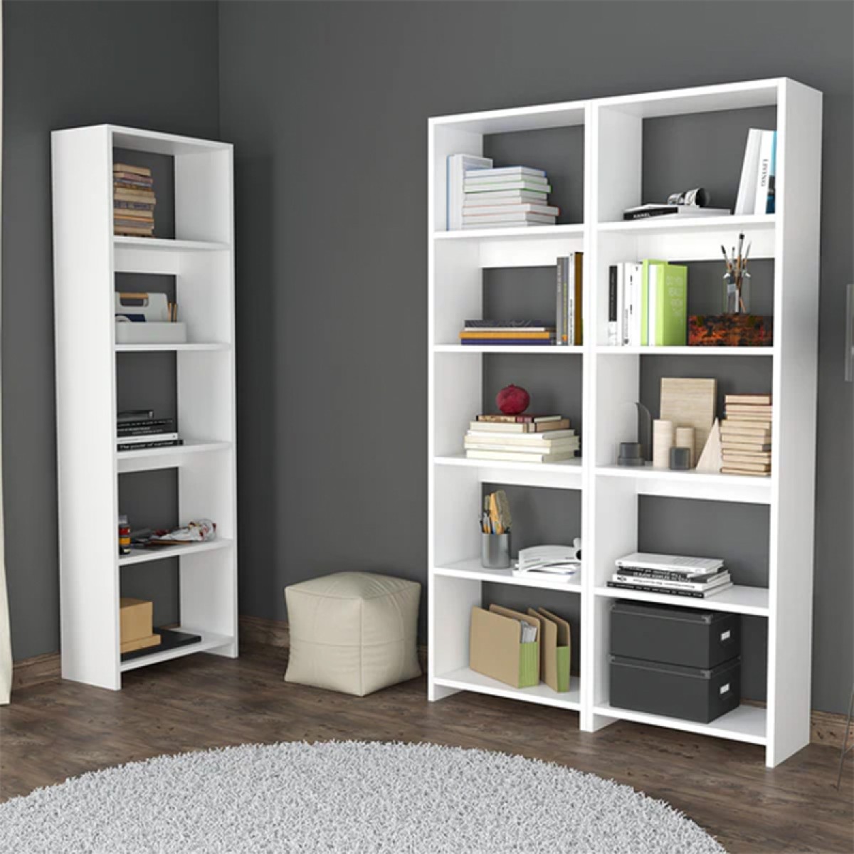 Βιβλιοθήκη Rabuku pakoworld σε λευκή απόχρωση 146x22x160εκ Βιβλιοθήκη Rabuku pakoworld σε λευκή απόχρωση 146x22x160εκ