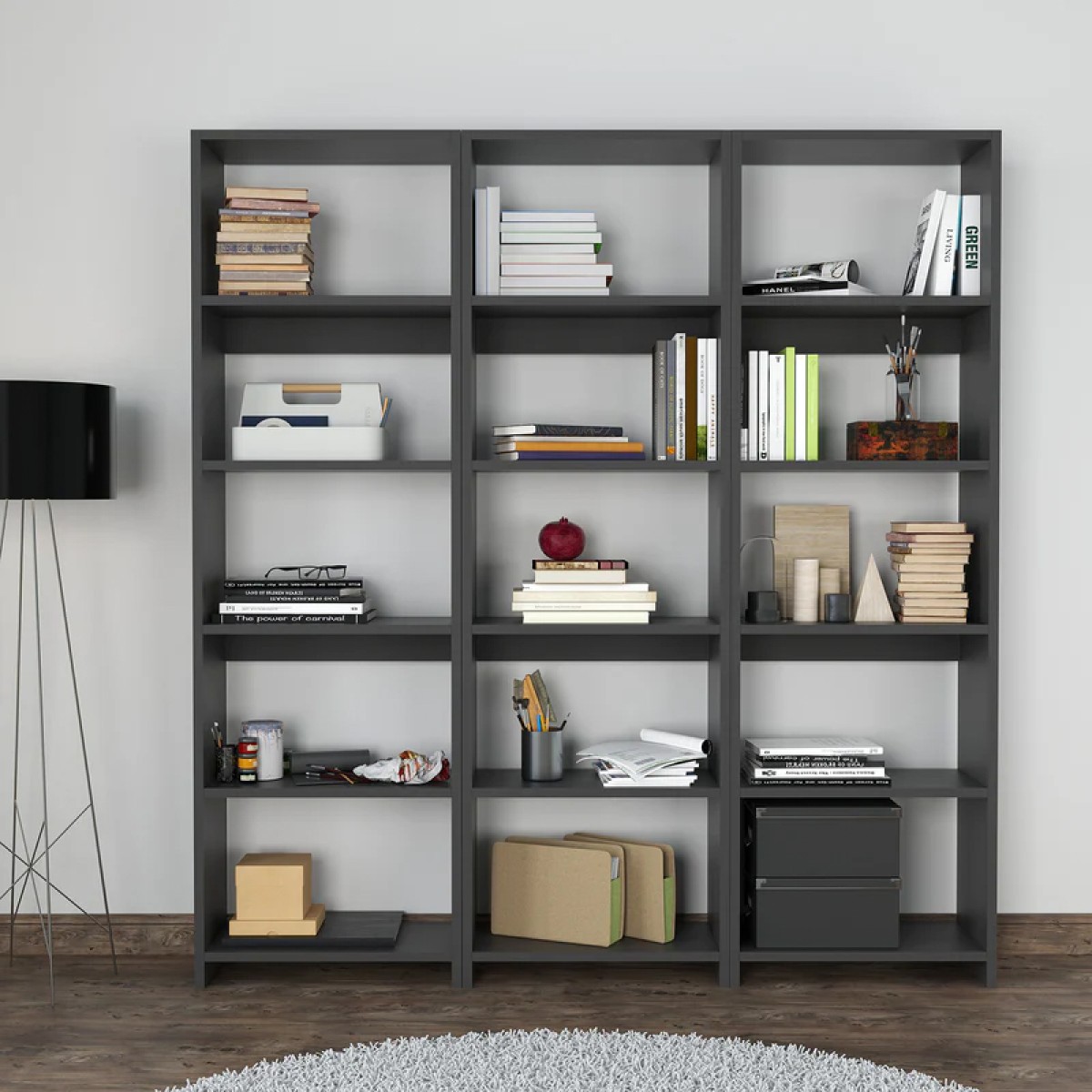 Βιβλιοθήκη Rabuku pakoworld σε ανθρακί απόχρωση 146x22x160εκ Βιβλιοθήκη Rabuku pakoworld σε ανθρακί απόχρωση 146x22x160εκ