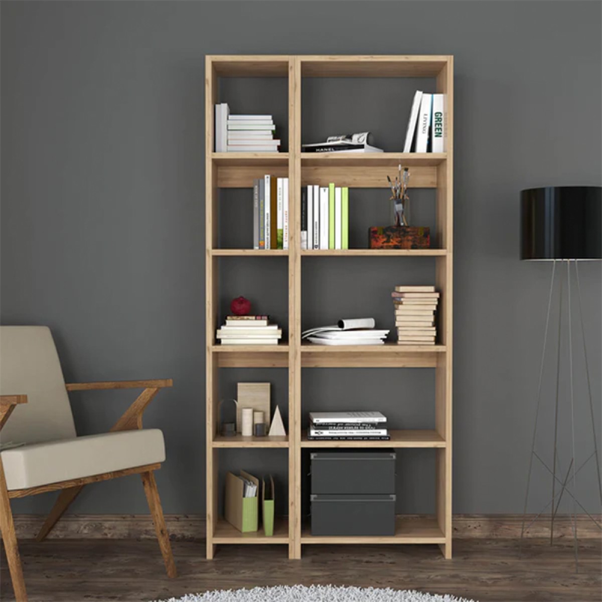 Βιβλιοθήκη Alkathi pakoworld σε oak απόχρωση 77x22x160εκ Βιβλιοθήκη Alkathi pakoworld σε oak απόχρωση 77x22x160εκ