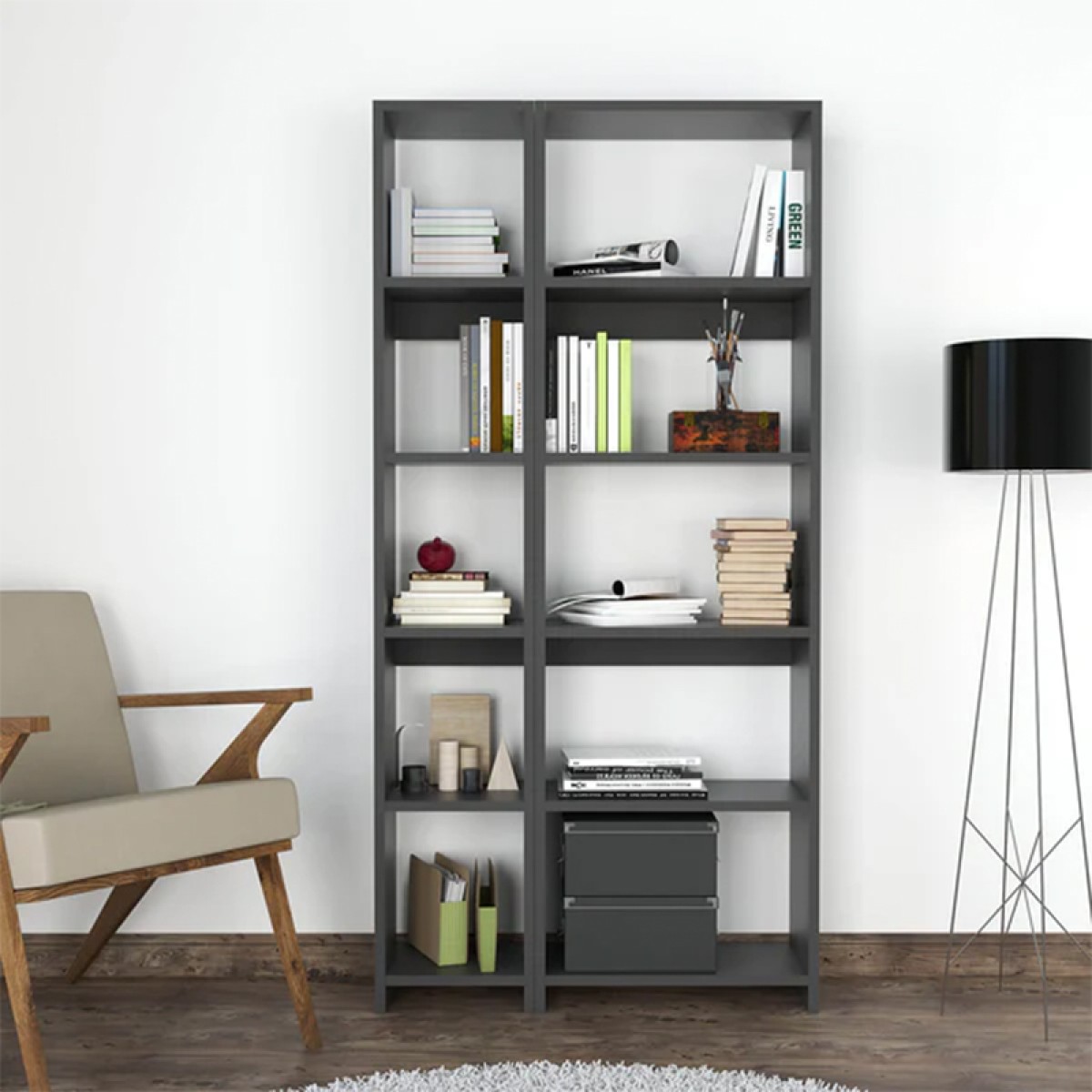 Βιβλιοθήκη Alkathi pakoworld σε ανθρακί απόχρωση 77x22x160εκ Βιβλιοθήκη Alkathi pakoworld σε ανθρακί απόχρωση 77x22x160εκ