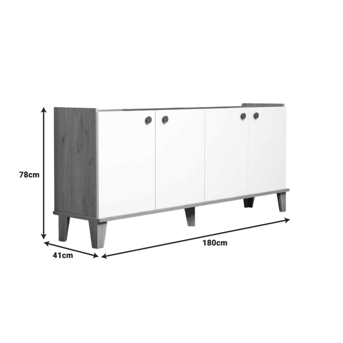 Μπουφές Lethak pakoworld σε oak-λευκή απόχρωση 180x41x78εκ Μπουφές Lethak pakoworld σε oak-λευκή απόχρωση 180x41x78εκ