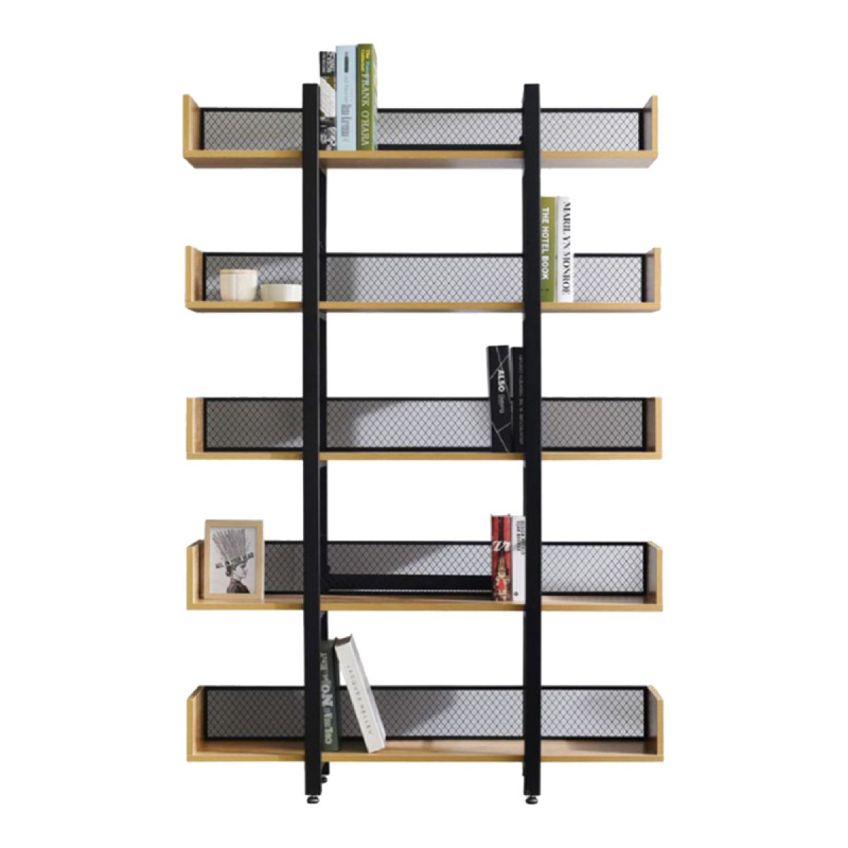 Βιβλιοθήκη Musha pakoworld μέταλλο μαύρο με oak απόχρωση 120x22x185εκ Βιβλιοθήκη Musha pakoworld μέταλλο μαύρο με oak απόχρωση 120x22x185εκ