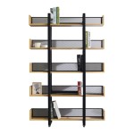 Βιβλιοθήκη Musha pakoworld μέταλλο μαύρο με oak απόχρωση 120x22x185εκ Βιβλιοθήκη Musha pakoworld μέταλλο μαύρο με oak απόχρωση 120x22x185εκ