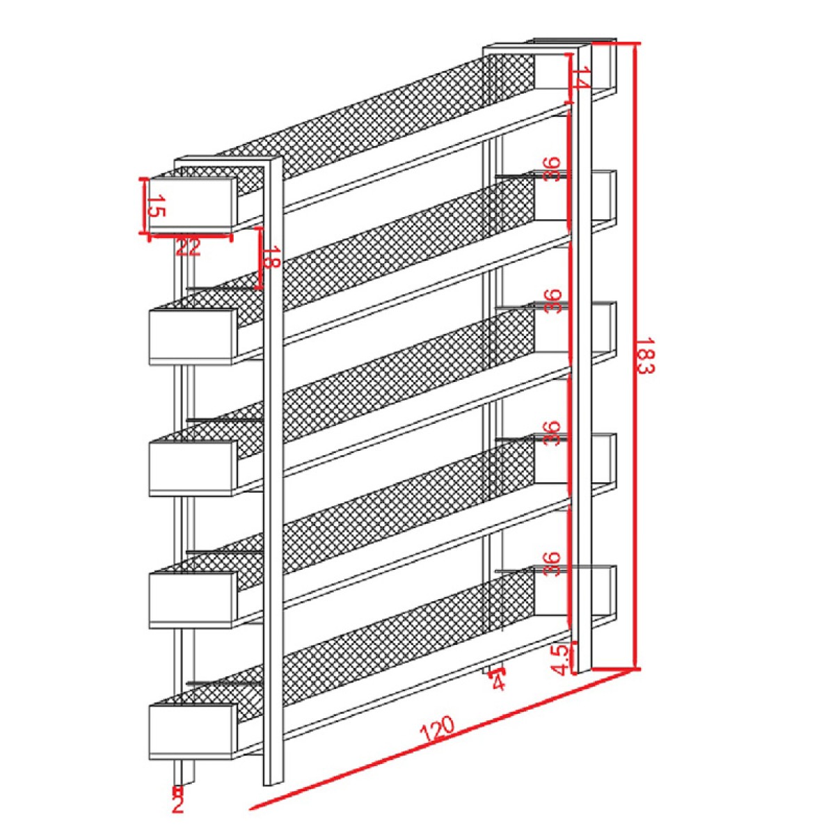 Βιβλιοθήκη Musha pakoworld μέταλλο μαύρο με oak απόχρωση 120x22x185εκ Βιβλιοθήκη Musha pakoworld μέταλλο μαύρο με oak απόχρωση 120x22x185εκ