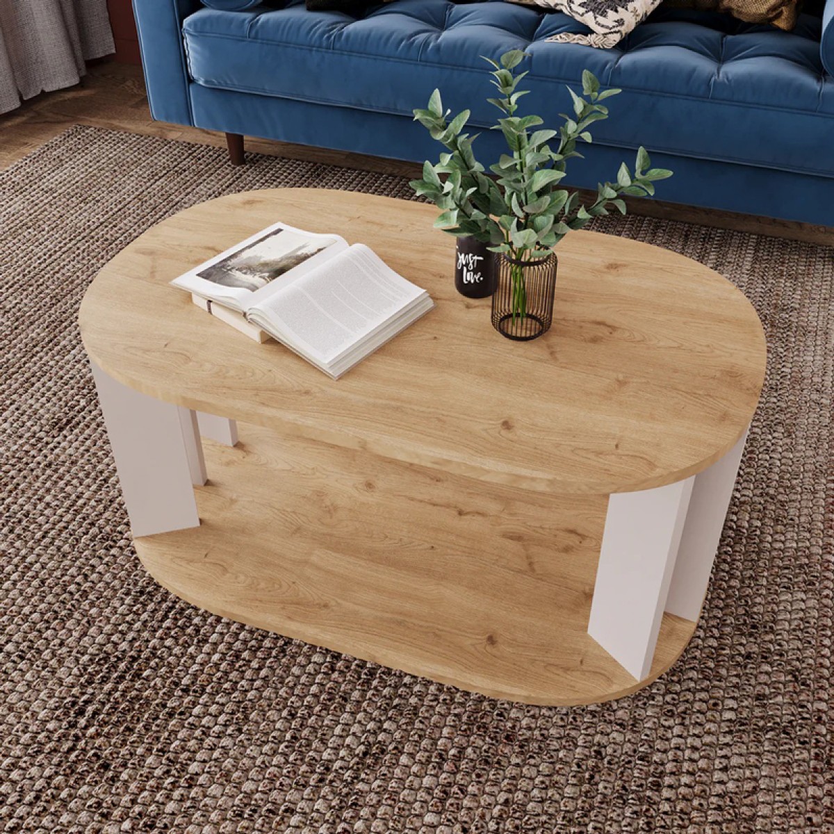 Τραπέζι Solka pakoworld σε oak απόχρωση με ανοιχτό γκρι 90x56x40εκ Τραπέζι Solka pakoworld σε oak απόχρωση με ανοιχτό γκρι 90x56x40εκ