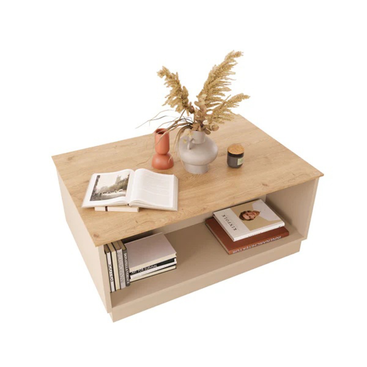 Τραπέζι Monik pakoworld σε oak-ανοιχτό γκρι απόχρωση 90x56x40εκ Τραπέζι Monik pakoworld σε oak-ανοιχτό γκρι απόχρωση 90x56x40εκ