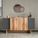 Μπουφές Aramos pakoworld σε ανθρακί - oak απόχρωση 180x45x80εκ Μπουφές Aramos pakoworld σε ανθρακί - oak απόχρωση 180x45x80εκ