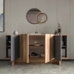 Μπουφές Aramos pakoworld σε ανθρακί - oak απόχρωση 180x45x80εκ Μπουφές Aramos pakoworld σε ανθρακί - oak απόχρωση 180x45x80εκ