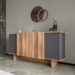 Μπουφές Aramos pakoworld σε ανθρακί - oak απόχρωση 180x45x80εκ Μπουφές Aramos pakoworld σε ανθρακί - oak απόχρωση 180x45x80εκ