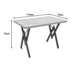 Τραπέζι Vertex pakoworld μαυρο εφέ μαρμάρου με μαύρα μεταλλικά πόδια 110x70x72εκ