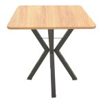 Τραπέζι Arenya pakoworld φυσική απόχρωση με μαύρα μεταλλικά πόδια 70x70x72εκ