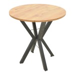 Τραπέζι Rogue pakoworld φυσική απόχρωση με μαύρα μεταλλικά πόδια Φ70x72εκ