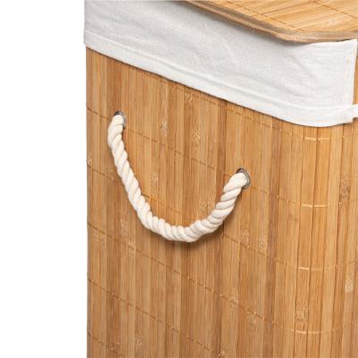 Καλάθι απλύτων Natural pakoworld χρώμα φυσικό-λευκό 40x30x50εκ Καλάθι απλύτων Natural pakoworld χρώμα φυσικό-λευκό 40x30x50εκ