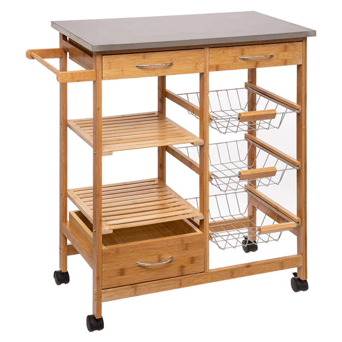 Τρόλεϊ-ραφιέρα 7όροφη Esla pakoworld bamboo φυσικό-λευκό 73,5x37x86εκ Τρόλεϊ-ραφιέρα 7όροφη Esla pakoworld bamboo φυσικό-λευκό 73,5x37x86εκ