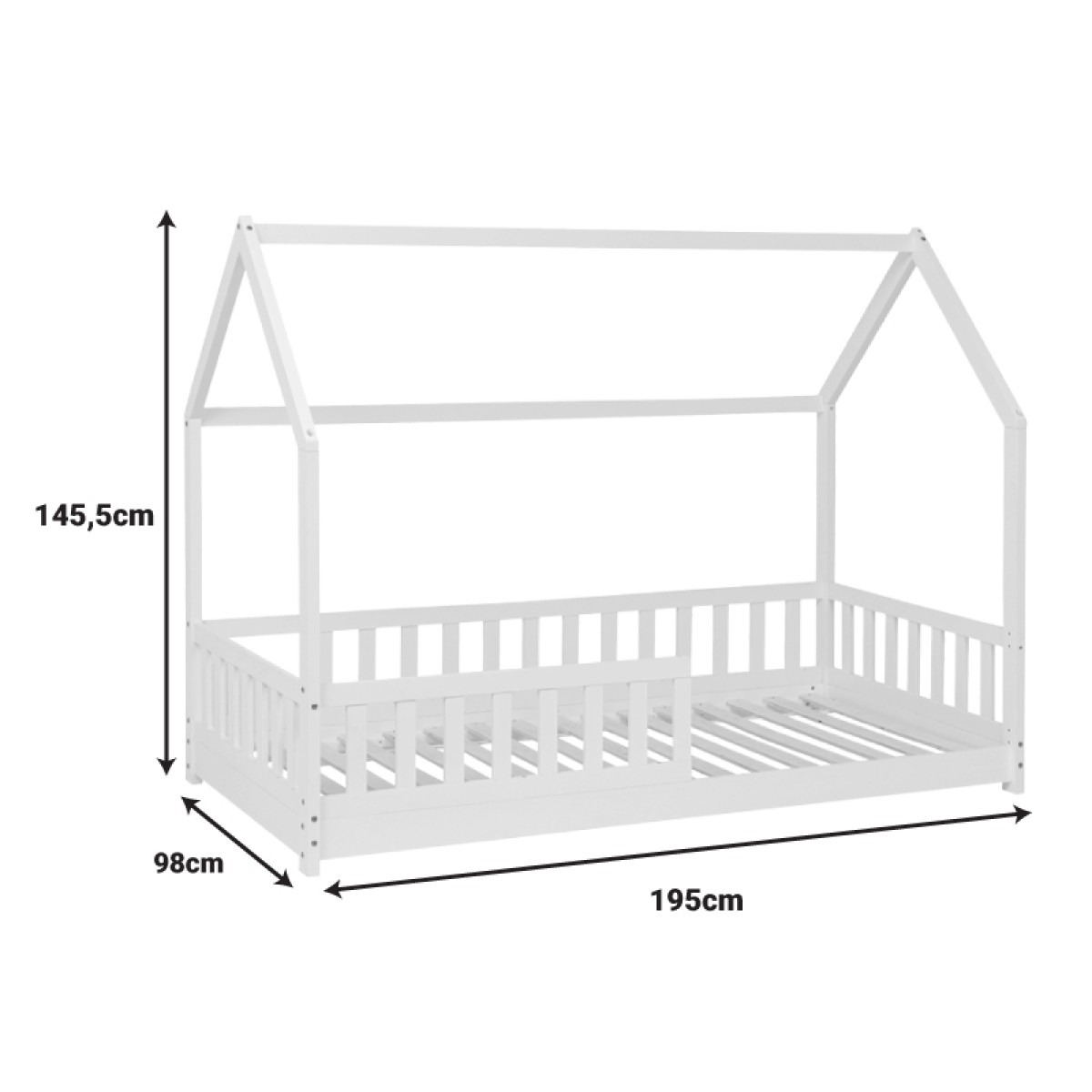 Παιδικό κρεβάτι Sleeper pakoworld τ. Montessori ξύλο πεύκου σε λευκή απόχρωση 90x190εκ