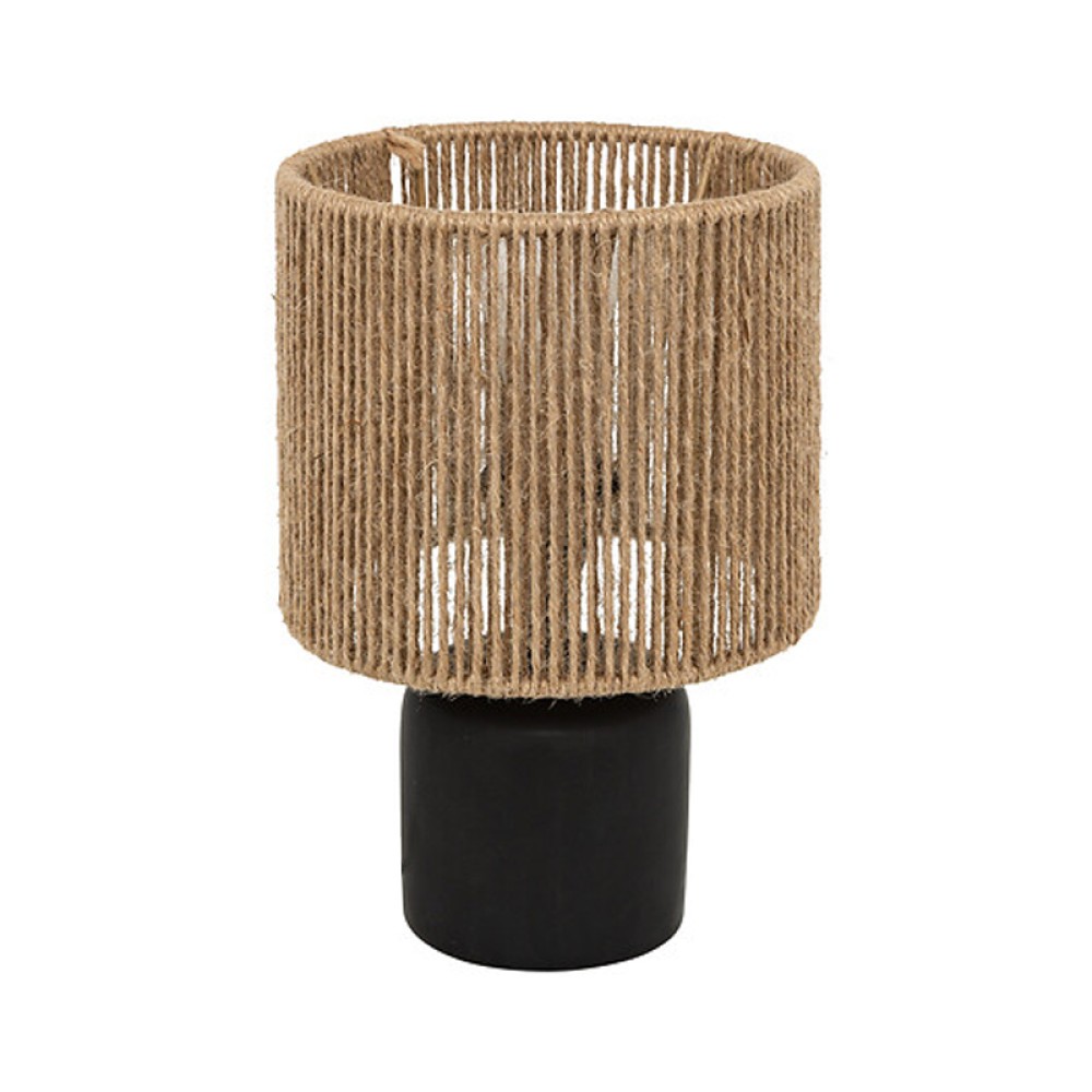 Επιτραπέζιο φωτιστικό Leyda pakoworld κεραμικό σε μαύρο-φυσική απόχρωση Φ16x24εκ