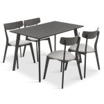 Tραπεζαρία Benson - Toto pakoworld σετ 5τμχ rustic grey - ύφασμα γκρι 120x75x75εκ Tραπεζαρία Benson - Toto pakoworld σετ 5τμχ rustic grey - ύφασμα γκρι 120x75x75εκ