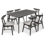 Tραπεζαρία Benson - Orlean pakoworld σετ 7τμχ rustic grey - ύφασμα γκρι 150x90x75εκ Tραπεζαρία Benson - Orlean pakoworld σετ 7τμχ rustic grey - ύφασμα γκρι 150x90x75εκ