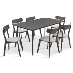 Tραπεζαρία Benson - Toto pakoworld σετ 7τμχ rustic grey - ύφασμα γκρι 150x90x75εκ Tραπεζαρία Benson - Toto pakoworld σετ 7τμχ rustic grey - ύφασμα γκρι 150x90x75εκ
