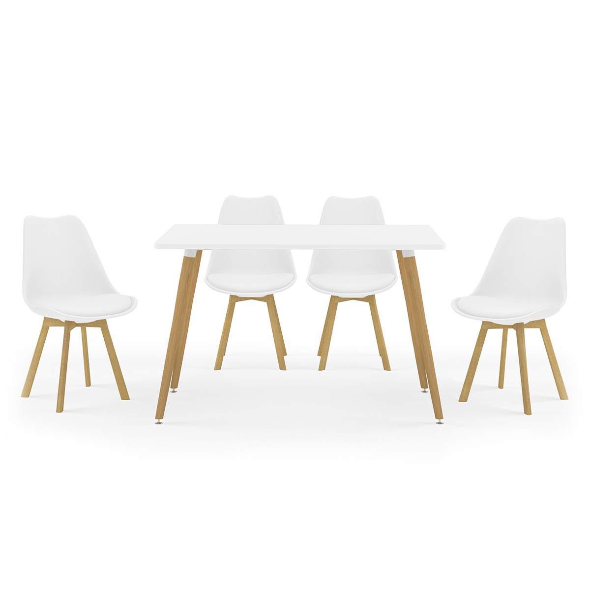 Tραπεζαρία Natali-Gaston σετ 5τμχ λευκό σε απόχρωση λευκό-φυσικό 120x80x73εκ