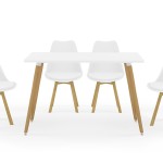 Tραπεζαρία Natali-Gaston σετ 5τμχ λευκό σε απόχρωση λευκό-φυσικό 120x80x73εκ