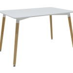 Tραπεζαρία Natali-Gaston σετ 5τμχ λευκό σε απόχρωση λευκό-φυσικό 120x80x73εκ