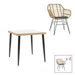 Τραπεζαρία Naoki V σετ 5τεμ pakoworld rattan pe σε φυσική απόχρωση και μαύρο μέταλλο 80x80x78εκ Τραπεζαρία Naoki V σετ 5τεμ pakoworld rattan pe σε φυσική απόχρωση και μαύρο μέταλλο 80x80x78εκ