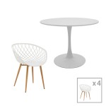 Τραπεζαρία Ezra-Balou pakoworld σετ 5τεμ pp-mdf λευκό Φ100x73εκ