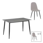 Τραπεζαρία Gustas-Bella C pakoworld σετ 5τμχ γκρι μαρμάρου sintered stone-μαύρο μέταλλο 140x80x75εκ Τραπεζαρία Gustas-Bella C pakoworld σετ 5τμχ γκρι μαρμάρου sintered stone-μαύρο μέταλλο 140x80x75εκ