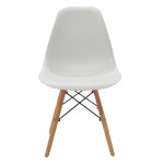 Τραπεζαρία Elijah-Julita pakoworld σετ 3τεμ pp-pu σε λευκή απόχρωση με φυσικό πόδι Φ60x74εκ