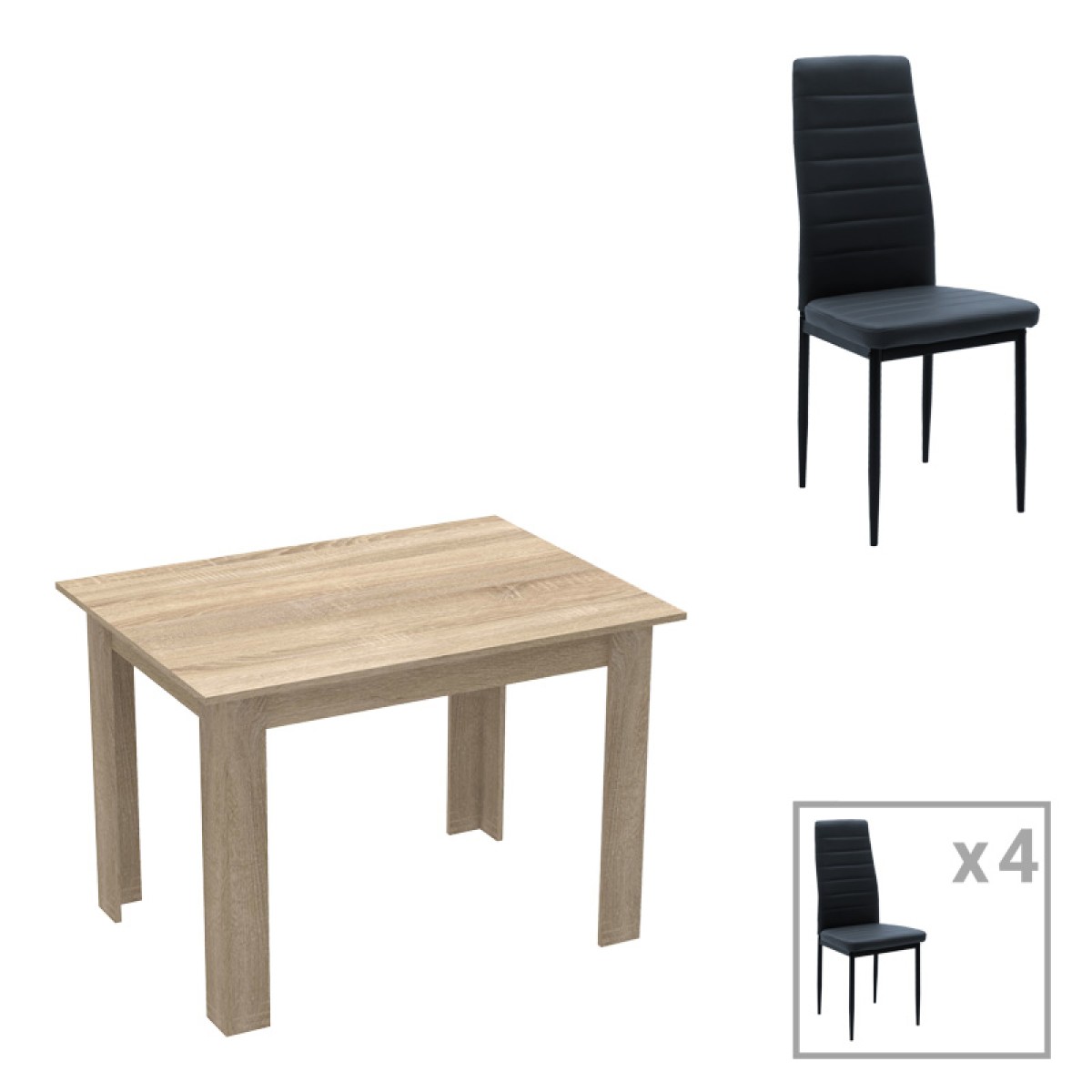 Τραπεζαρία Manka-Parker pakoworld σετ 5τεμ mdf σε μαύρη-sonoma απόχρωση 110x80x77εκ Τραπεζαρία Manka-Parker pakoworld σετ 5τεμ mdf σε μαύρη-sonoma απόχρωση 110x80x77εκ