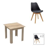 Τραπεζαρία Manka Ι -Gaston pakoworld σετ 3τεμ σε sonoma-μαύρη απόχρωση 80x80x77εκ