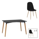 Τραπεζαρία Natali-Bella pakoworld σετ 5τεμ mdf σε μαύρη-φυσική απόχρωση 120x80x76cm Τραπεζαρία Natali-Bella pakoworld σετ 5τεμ mdf σε μαύρη-φυσική απόχρωση 120x80x76cm