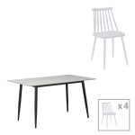 Τραπεζαρία Aurora I-Gustas pakoworld σετ 5τεμ sintered stone-μαύρο-λευκό 120x60x75εκ Τραπεζαρία Aurora I-Gustas pakoworld σετ 5τεμ sintered stone-μαύρο-λευκό 120x60x75εκ