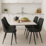 Τραπεζαρία Gustas-Giselle pakoworld σετ 5τεμ λευκό μαρμάρου sintered stone-βελούδο μαύρο 120x60x75εκ