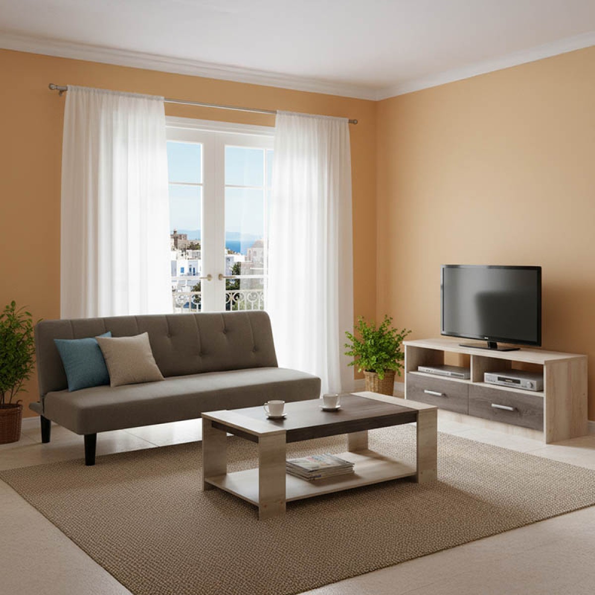 Φοιτητικό πακέτο επίπλων σαλονιού Reest pakoworld σετ 3τεμ