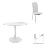 Τραπεζαρία Balou-Parker pakoworld σετ 5τεμ λευκό Φ120x73εκ