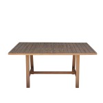 Τραπεζαρία Malibu pakoworld μασίφ ξύλο ακακίας 180x90x75εκ Σετ 7τεμ