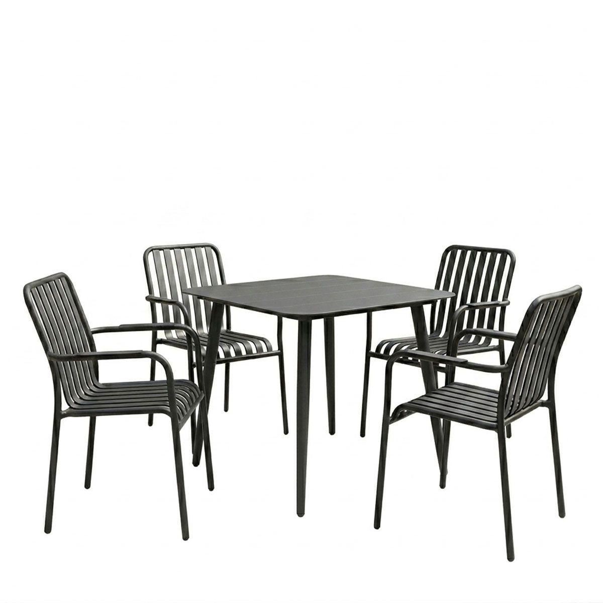 Τραπεζαρία Heven Vista pakoworld σετ 5τεμ μαύρο αλουμίνιο 80x80x72εκ