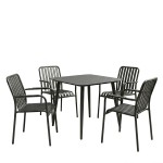 Τραπεζαρία Heven Vista pakoworld σετ 5τεμ μαύρο αλουμίνιο 80x80x72εκ