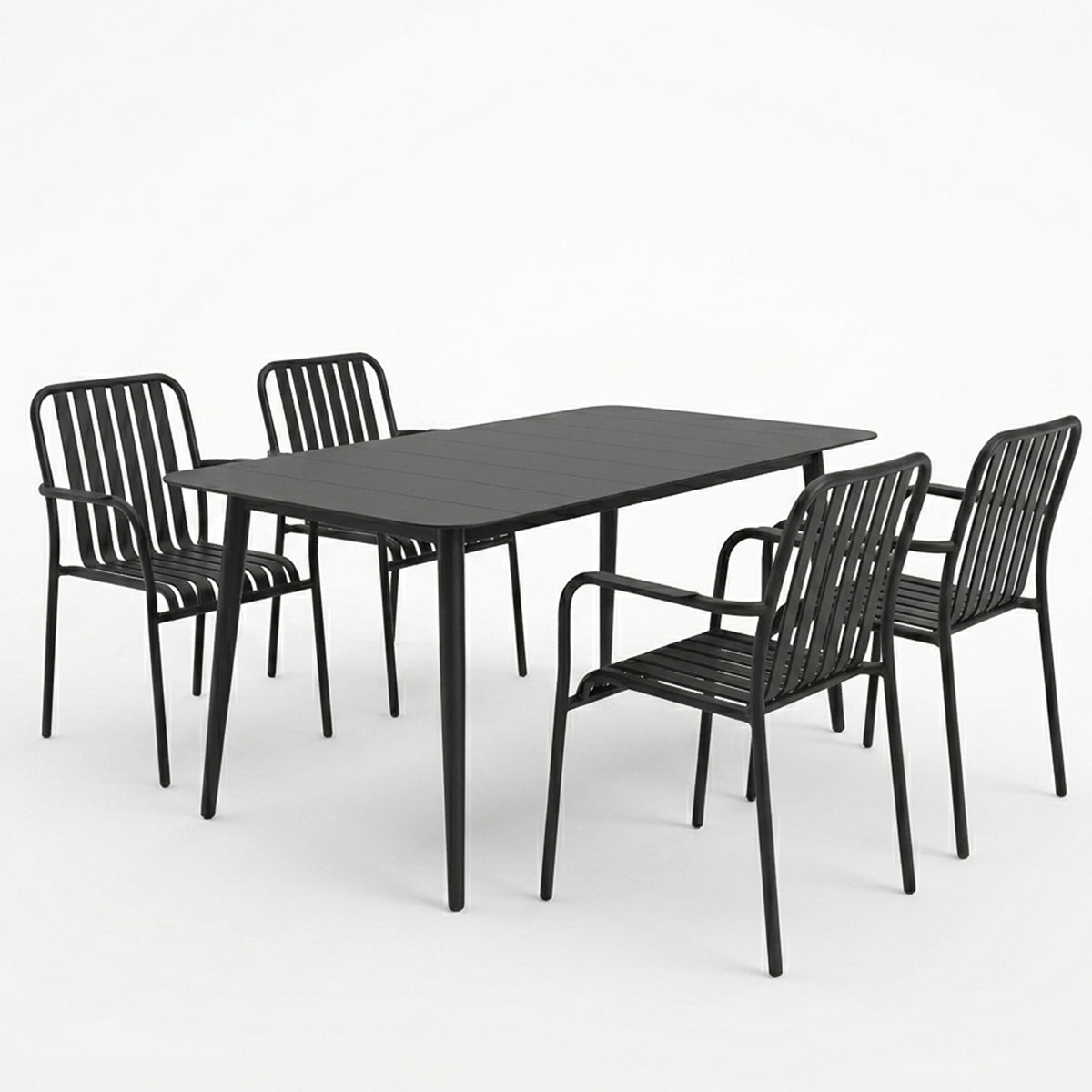 Τραπεζαρία Heven Vista pakoworld σετ 5τεμ μαύρο αλουμίνιο 120x70x72εκ