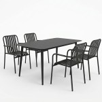 Τραπεζαρία Heven Vista pakoworld σετ 5τεμ μαύρο αλουμίνιο 120x70x72εκ