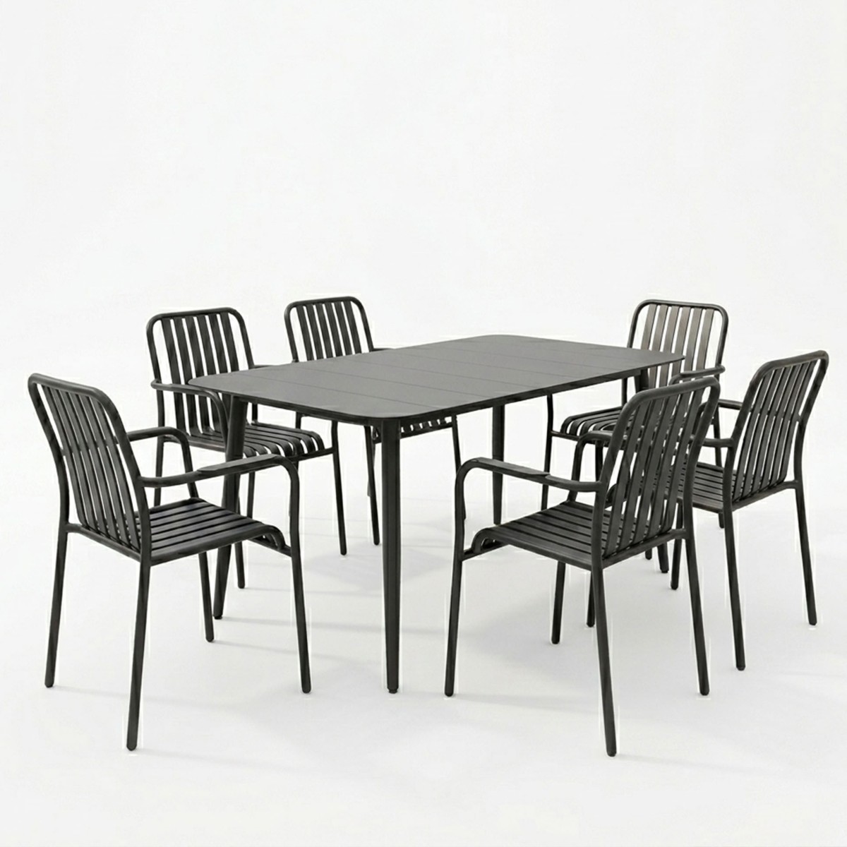 Τραπεζαρία Heven Vista pakoworld σετ 7τεμ μαύρο αλουμίνιο 120x70x72εκ